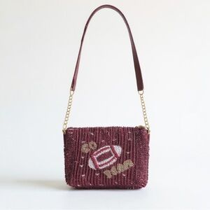 Viral Football Maroon Beaded Bag